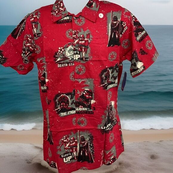 Star Wars Hawaiian Shirt Red Imperial‎ All Over Aloha S NWT - Picture 1 of 9